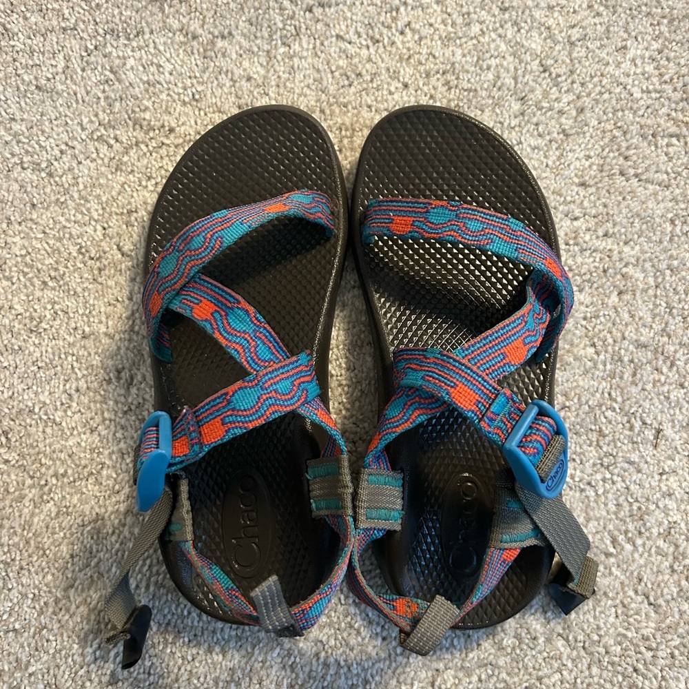 Chaco Kids Sandals - Black with Blue and Orange Accents